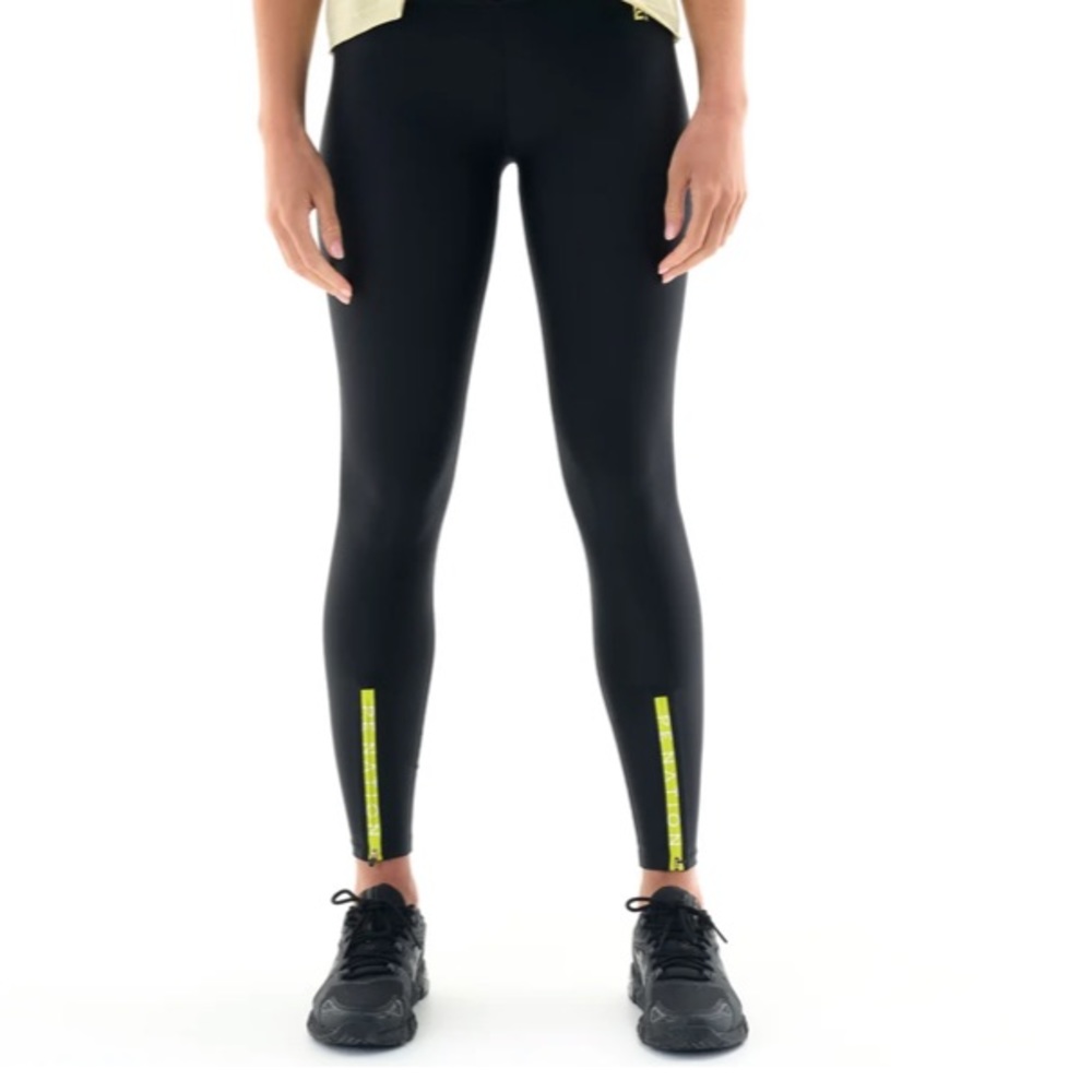Like new P.E NATION black steady run legging w/ yellow logo zipper (size small)